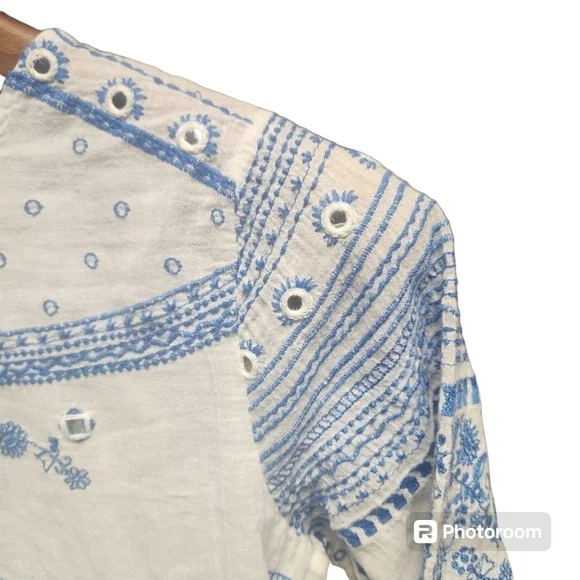 Anthropologie Mermaid Meadowbrook White Blouse Embroidered Top Sz XS - Picture 5 of 10